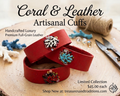 Coral and Leather Artisanal Cuff