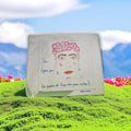 Frida's face handpainted tote bag