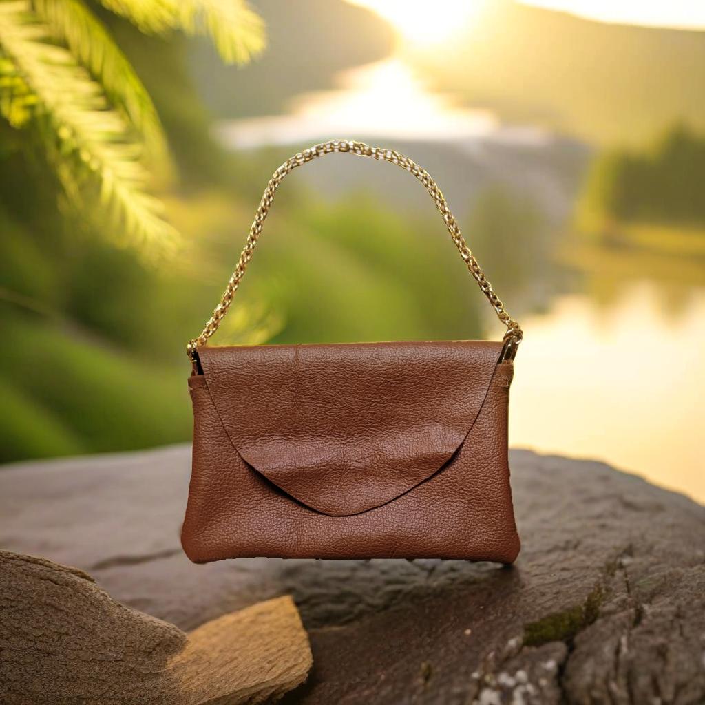 Brown leather mini bag