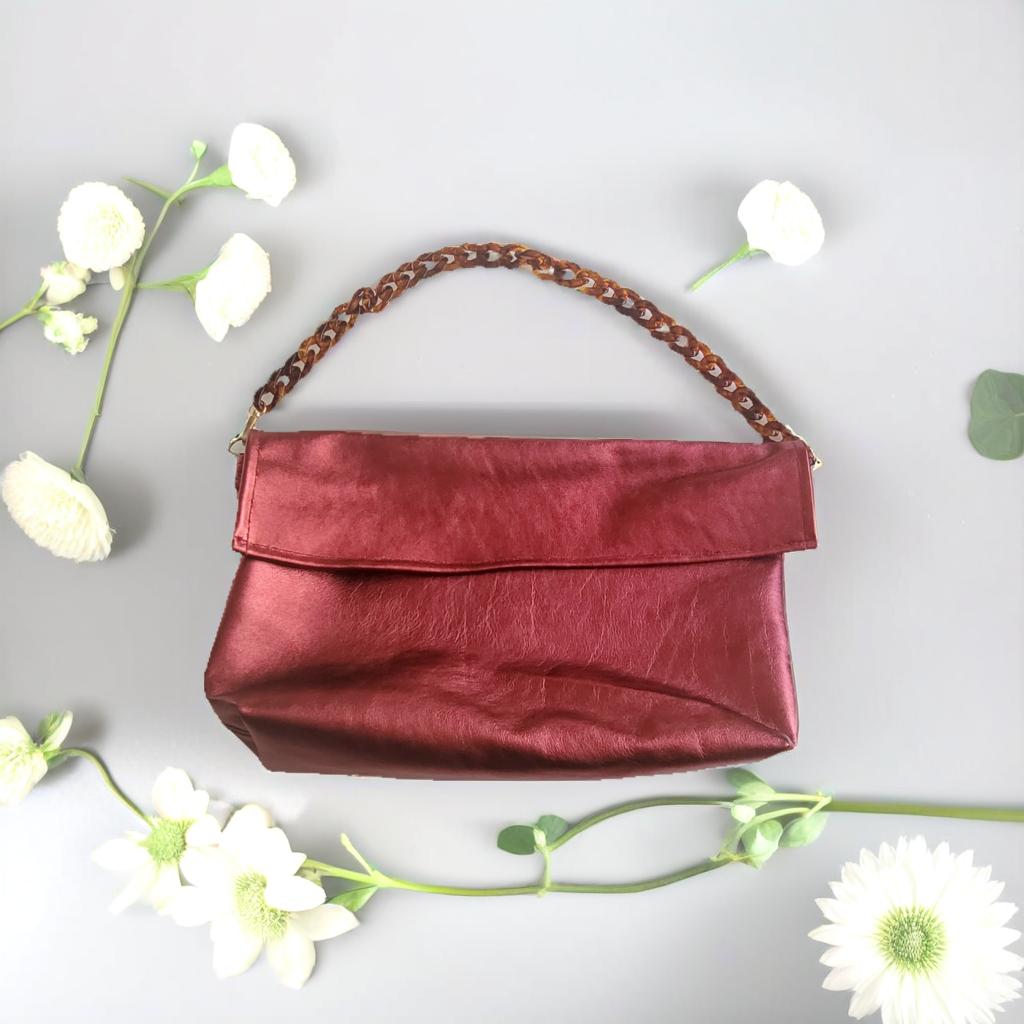 Asymmetric leather bag