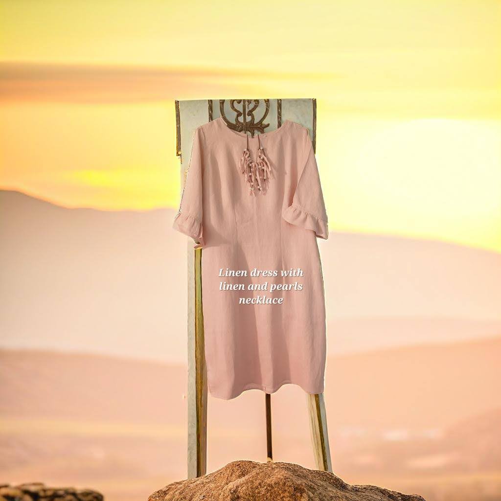 Linen dress with a custom neckless