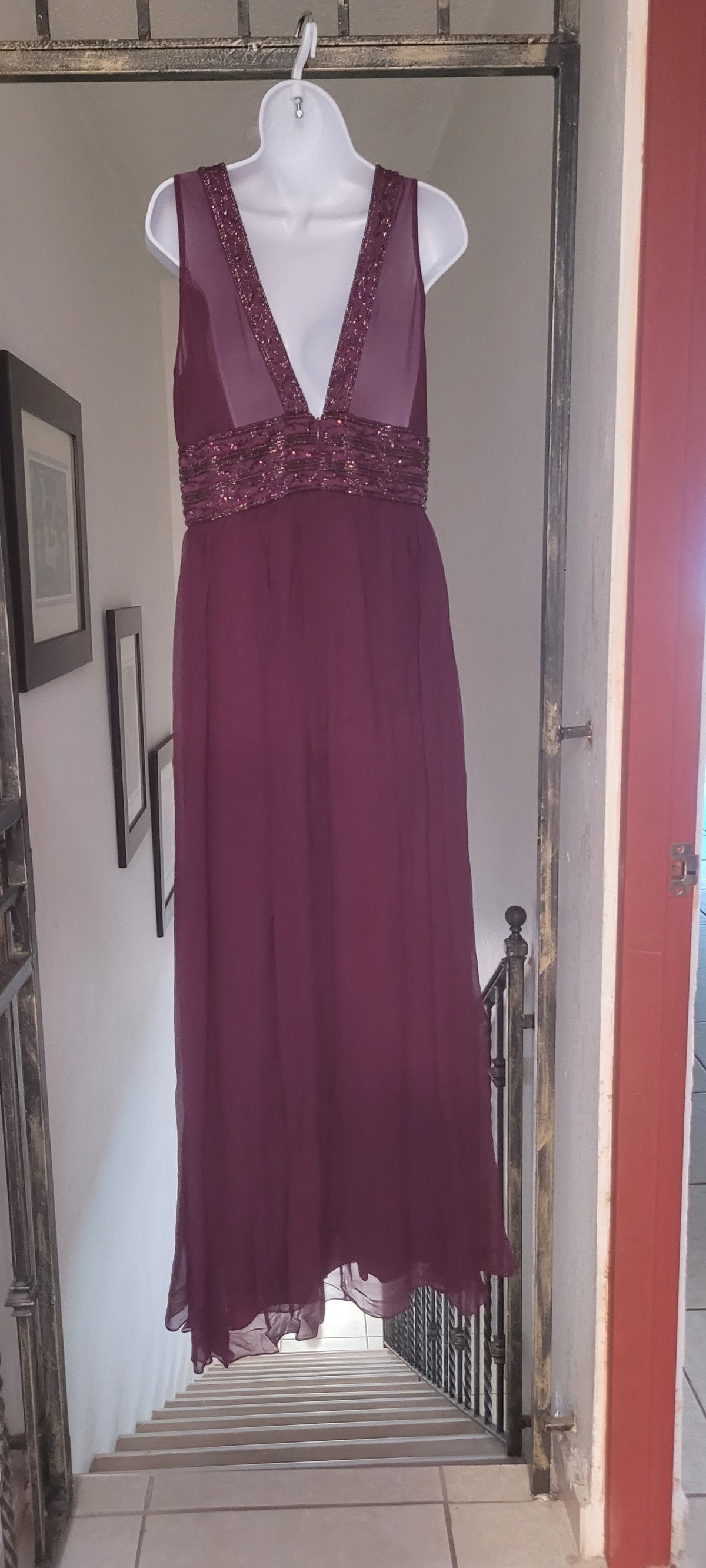 Burgundy evening gown