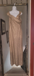 Beige and gold sequins maxi dress