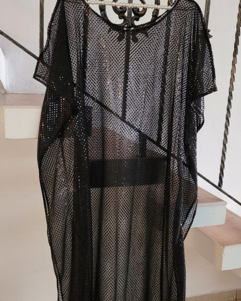 Black sequins fabric cover up