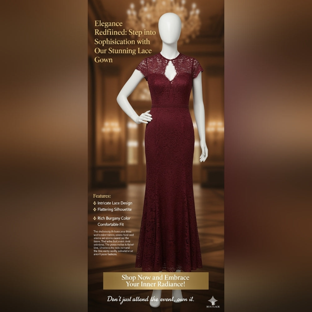 Burgundy lace maxi gown