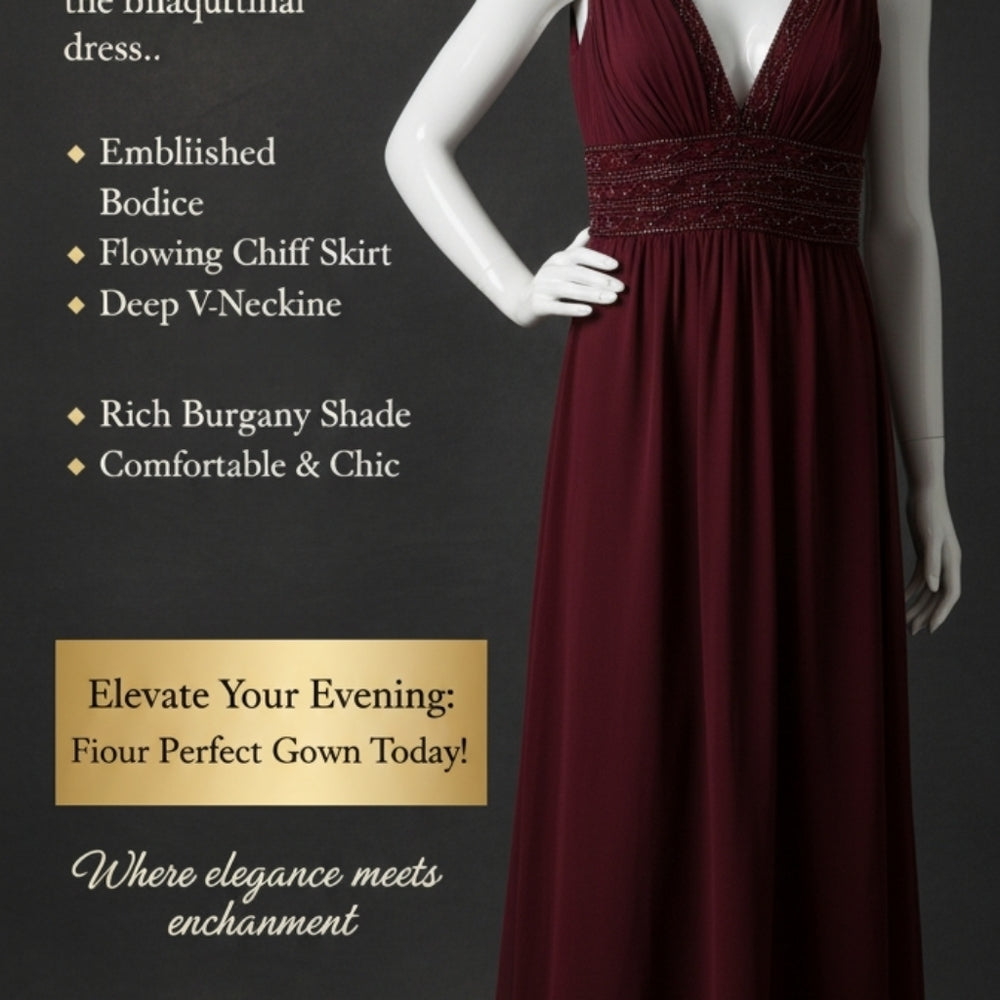 Burgundy evening gown