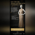 Brocade beige and gold evening gown