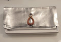 Leather silver metallic clutch