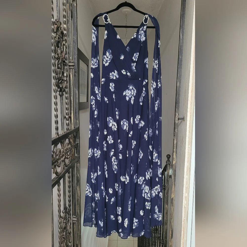Ralph Lauren blue chiffon gown